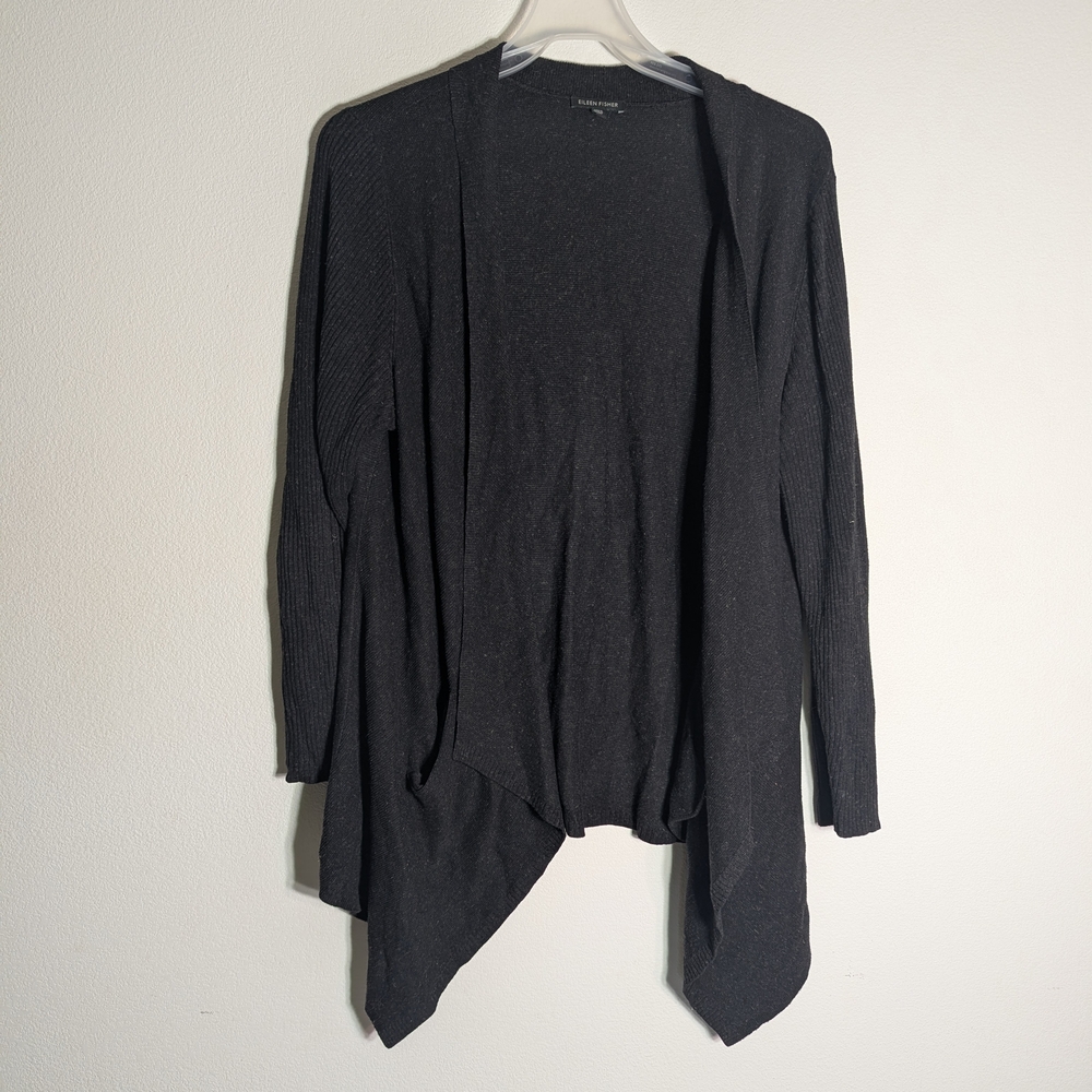 Eileen Fisher Womens Open Cardigan Sweater Cotton Linen Quiet Luxury Neutral XL
